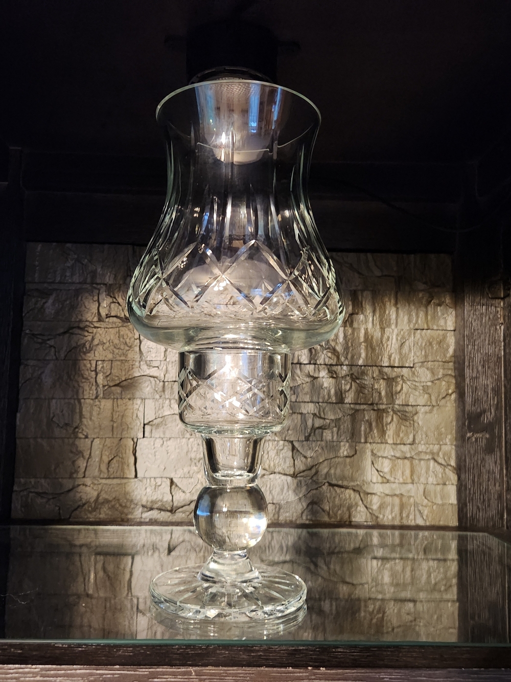 Block Crystal 24% Lead Crystal "Olympic" 2 Piece Hurricane Candle Lamp